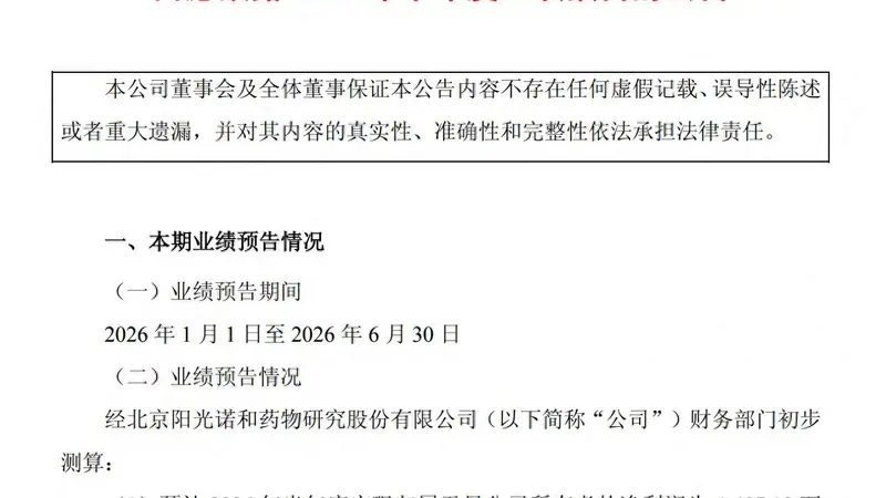 传统CRO业务承压叠加BD收益缺位 阳光诺和预计上半年业绩大幅转亏
