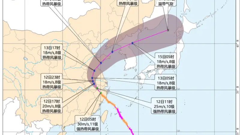“巴威”最新路径公布!0时在浙江乐清二次登陆,5时减弱为强热带风暴,中心最大风力11级