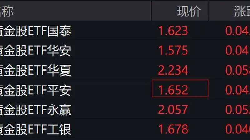 黄金股走强，黄金股ETF涨超2%