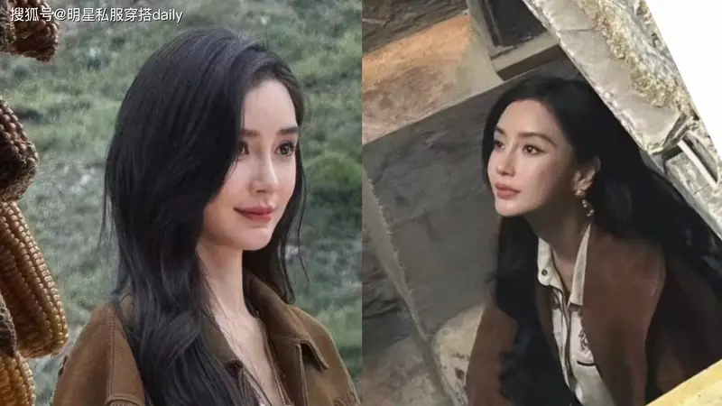 Angela baby颜值还是那么顶!棕色流苏夹克复古时髦,美的权威