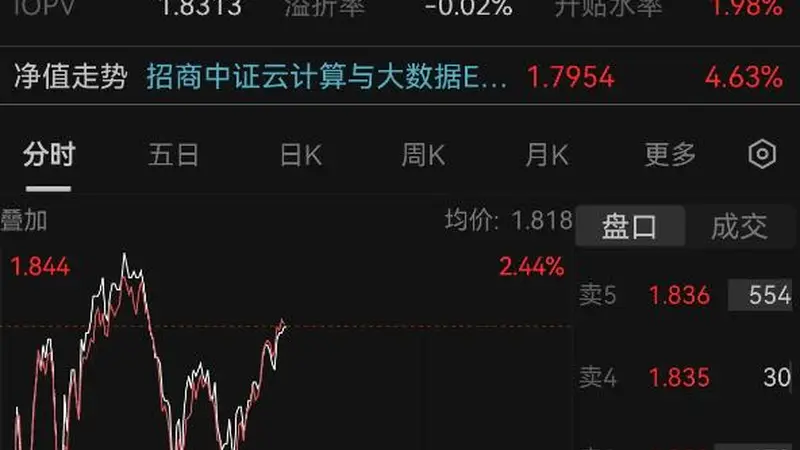 权重股催化不断,中际旭创H股IPO发行价公布,云计算ETF招商(159890)午后延续涨势