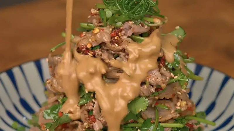 麻酱香菜牛肉:一口入魂的家常神仙吃法