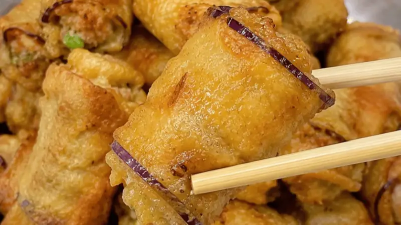 外酥里嫩炸茄卷,一口爆汁的家常美味
