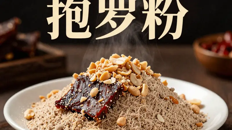 抱罗粉:甜咸鲜香交织,牛肉干与花生碎是灵魂点缀