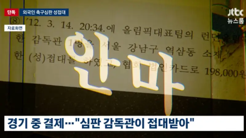 韩国足协官员:性招待外籍裁判是惯例 这样他们才能吹好哨